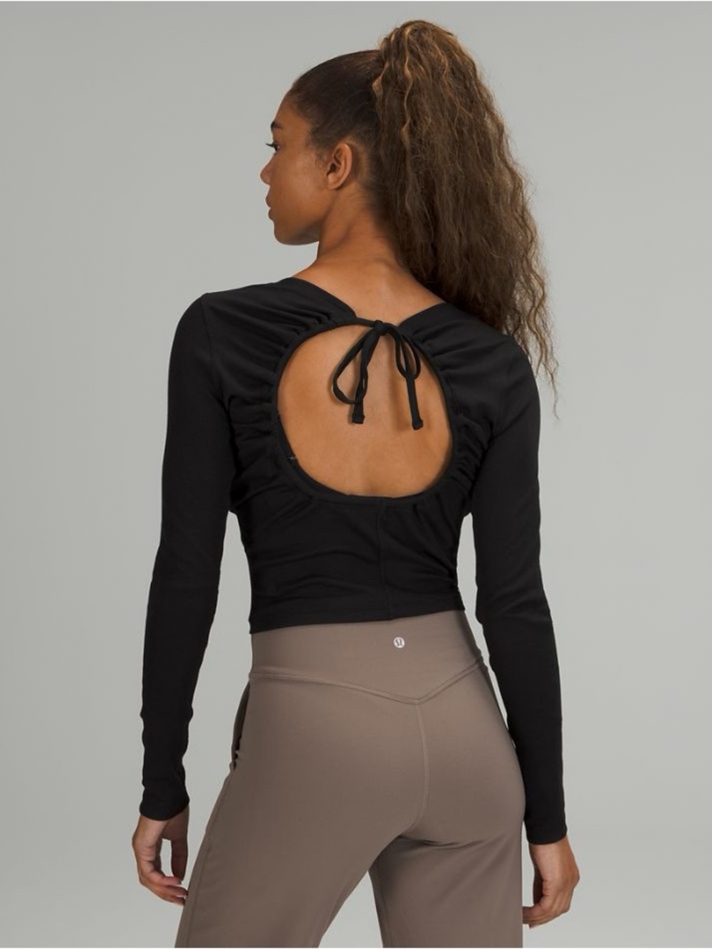 lululemon athletica Black Open-Back Ribbed Long Sleeve Top